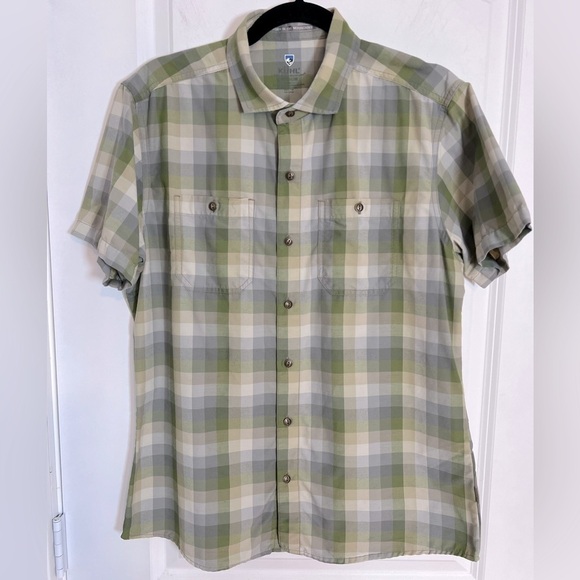 Kühl Men’s Tapered Fit Short Sleeve Button Down Plaid Shirt - Picture 1 of 7